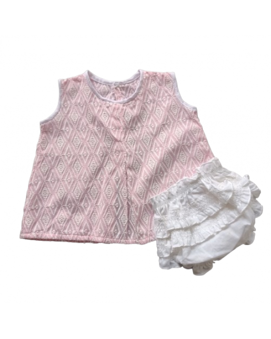 Hand made Baby frock- with Cotton Hacoba fabric (0-3)