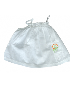 Cotton frock- NewBorne  Made from ultra thin white cotton material which is soft sweat absorbent and rashes-free