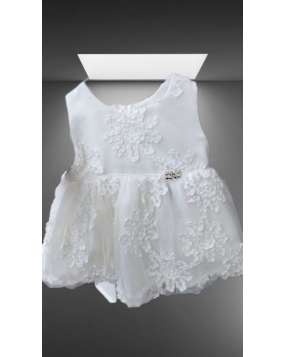 OFFWHITE  FROCK with brethable lace fabric-(3months -18 months)