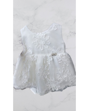 OFFWHITE  FROCK with brethable lace fabric-(3months -18 months)