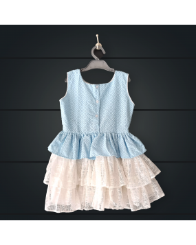 Handmade baby frock with Hacoba fabric & french lace fabric
