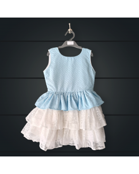 Handmade baby frock with Hacoba fabric & french lace fabric