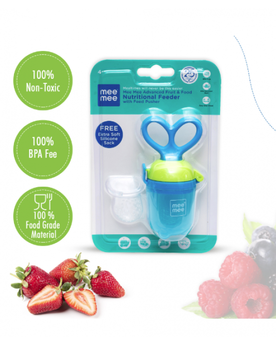  Mee Mee Advanced Fruit and Food Nutritional Feeder with Feed Pusher FREE Extra Soft Silicone Sack
