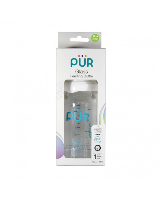  PUR -Glass Feeding Bottle, White(240ML)