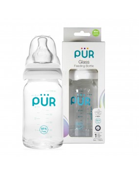  PUR -Glass Feeding Bottle, White(240ML)