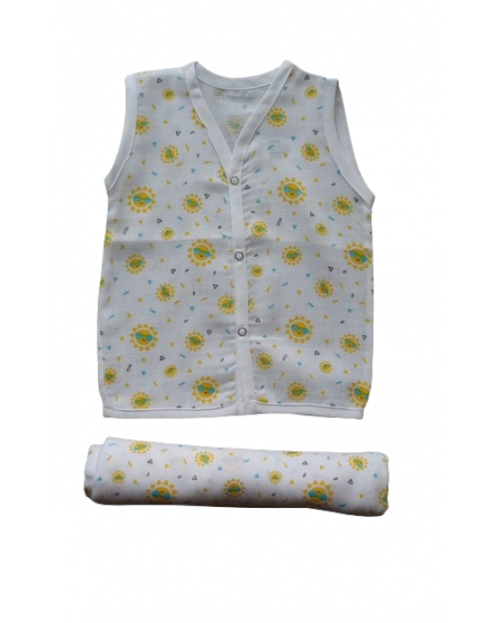 100% Organic cotton Jabla & swaddle cloth Sunshine-100 cm x 100 cm)