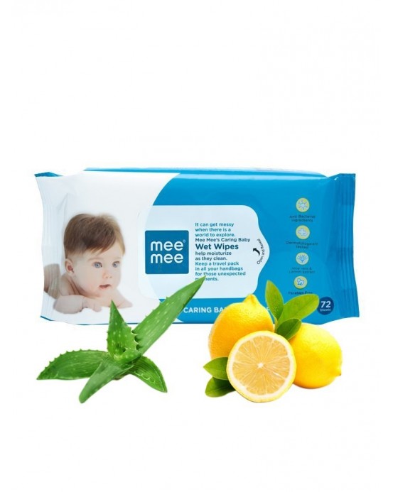 Mee Mee Baby Gentle Wet Wipes with Lemon extracts |72 pcs| Pack of 1