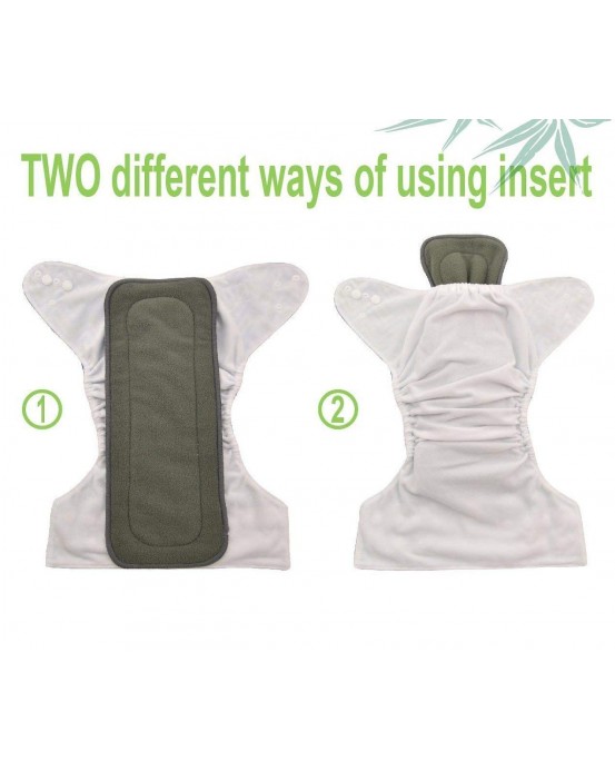 5 Layer Bamboo Charcoal Inserts/ Reusable Washable Cotton Diaper Nappy Inserts for Baby Cloth Diapers(Set of 3)