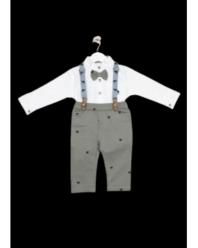 LONG  SLEEVE SHIRT & PANT  SUSPENDER AND BOW