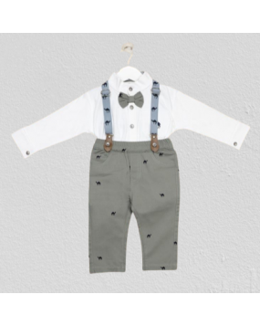  LONG  SLEEVE SHIRT & PANT  SUSPENDER AND BOW