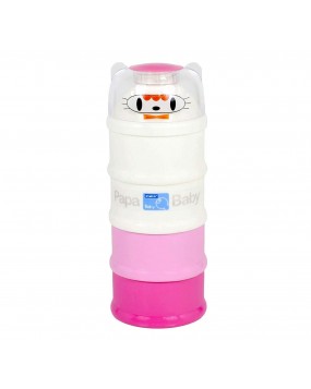 Papa_Baby BPA-Free 4 Layers Portable Spill Proof Plastic Milk Powder New Born Baby Food Storage Container (Pink& Blue)