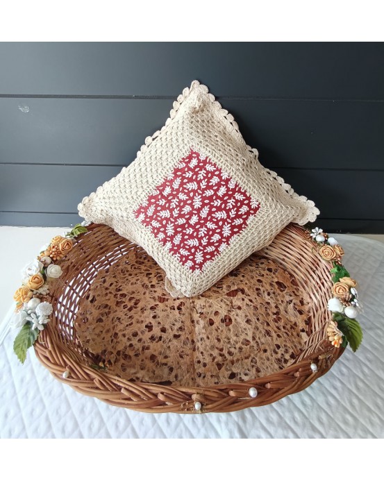 Hand chrocheted cushion cover (12x12)pk of 2