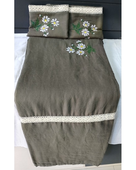 Croos stich Embroidered Bedsheets-QUEEN