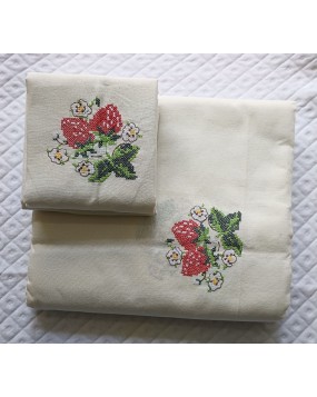 Cross stiched embroidered Bed Sheets-Queen size