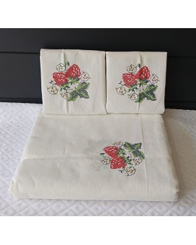 Cross stiched embroidered Bed Sheets-Queen size