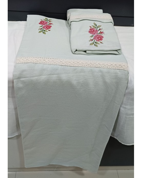 Cross stiched embroidered Bed Sheets-KING size(270cmx250cm)