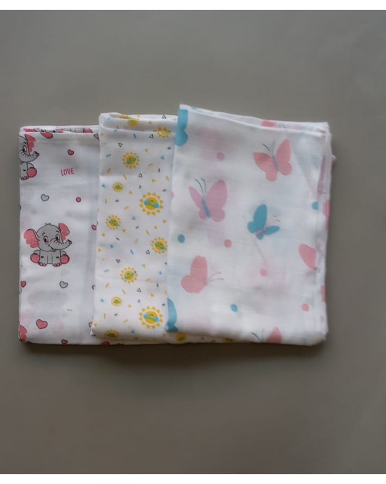 100% Organic cotton swaddle cloth (100 cm x 100 cm)(PACK OF 3)