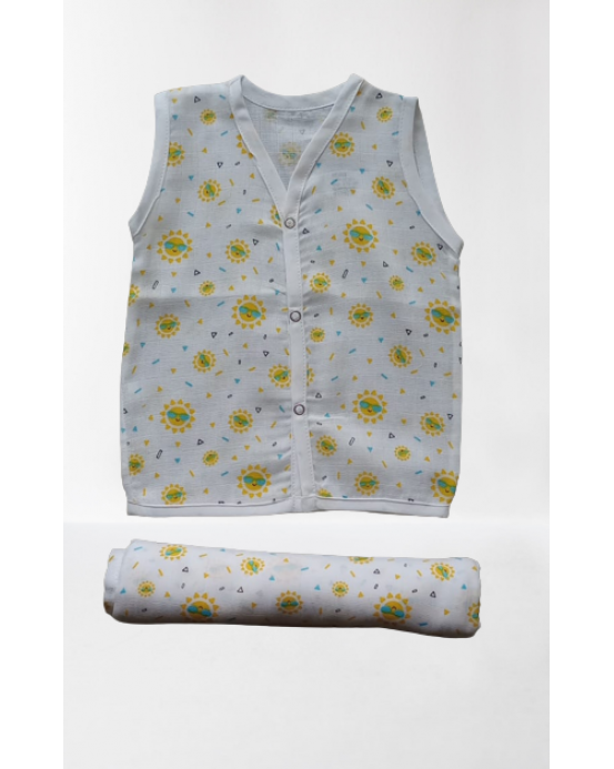 100% Organic cotton Jabla & swaddle cloth Sunshine-100 cm x 100 cm)