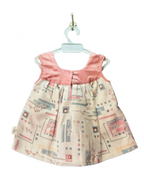 Handmade   Frock with  Linen fabric (6m-12m)