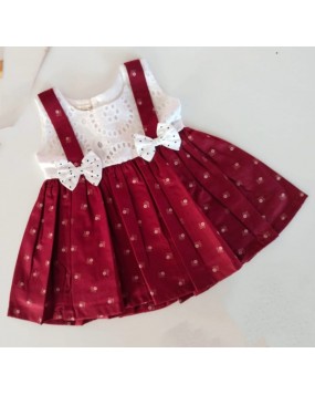 Premium Christmas Frock, Red & White