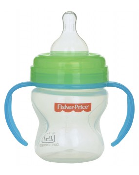 Fisher-Price Ultra Care Wide Neck Baby Feeding Bottle, Green, 150ml