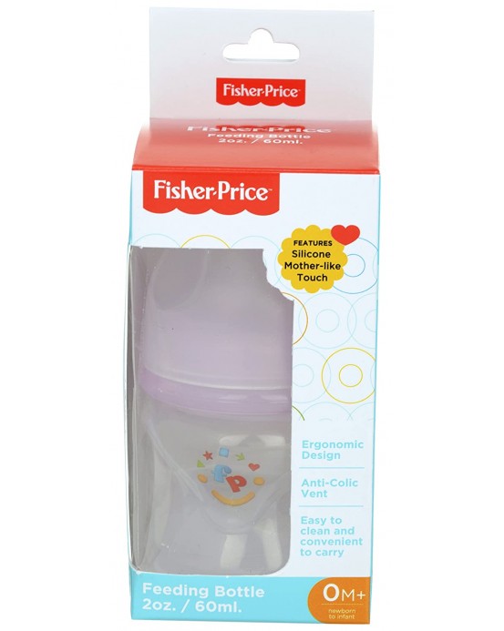 Fisher-Price Ultra Care Regular Neck Feeding Bottle, pink &Blue, 60ml