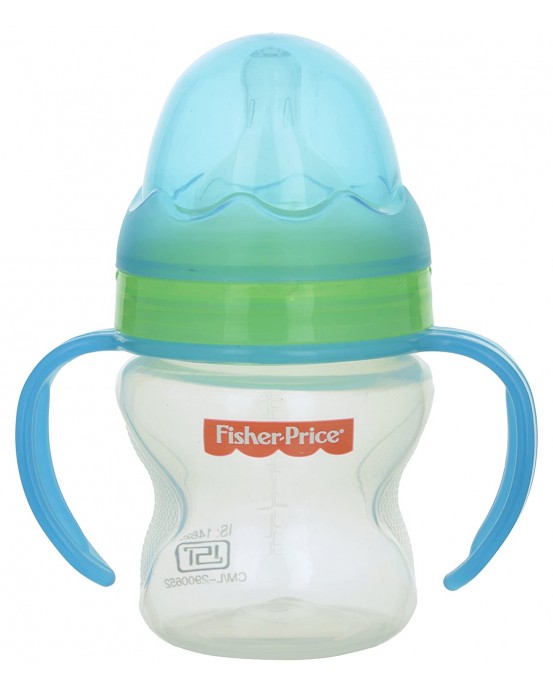 Fisher-Price Ultra Care Wide Neck Baby Feeding Bottle, Green, 150ml