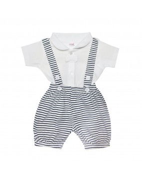 Dungaree Set Fabric - Cotton  Sleeves - Half Sleeves Occasion - Casual and Party Wear Fit - Regular Fit Color - Green and White