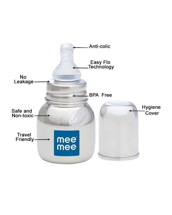 Mee Mee Premium Steel Feeding Bottle (120 ml)