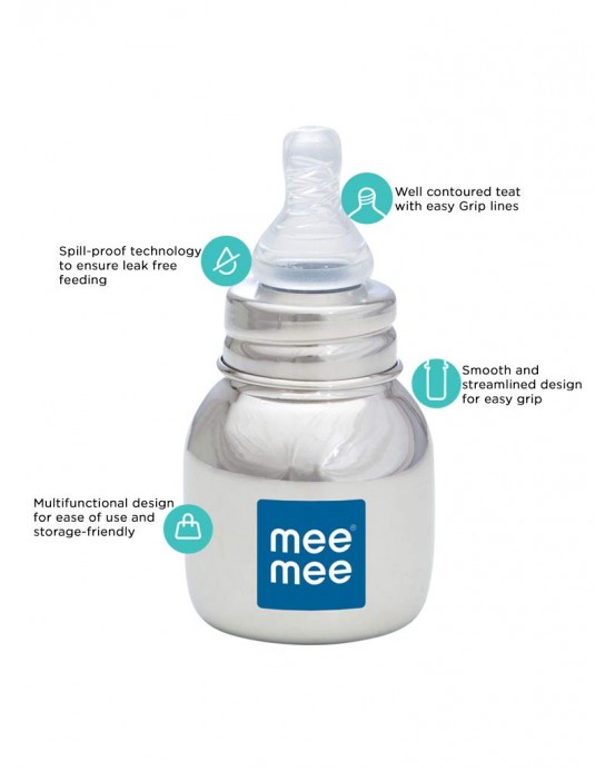 Mee Mee Premium Steel Feeding Bottle (120 ml)