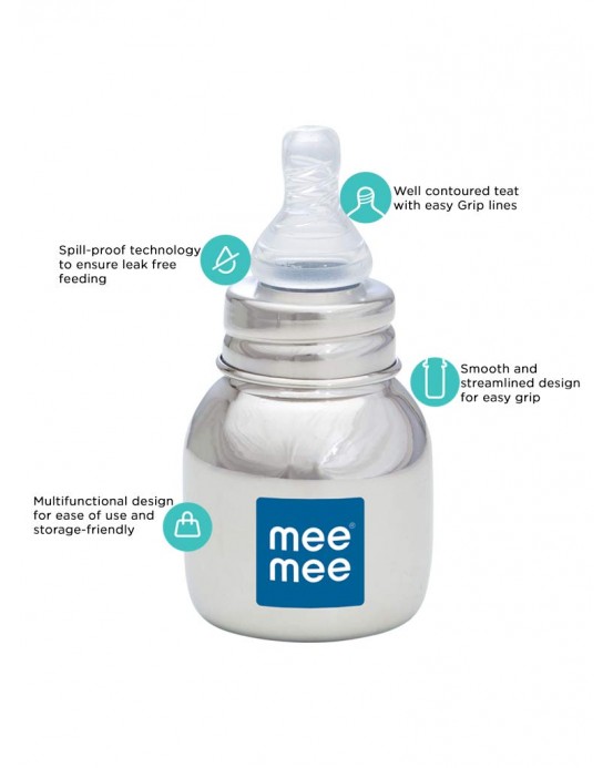 Mee Mee Premium Steel Feeding Bottle (120 ml)