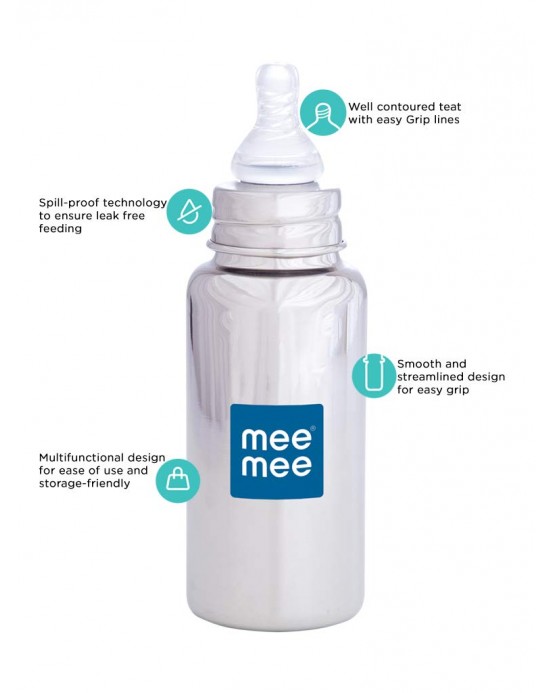 Mee Mee Premium Steel Feeding Bottle (240 ml
