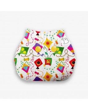 SuperBottoms Newborn UNO - Washable & Reusable Cloth Diaper + 1 Organic Cotton Dry Feel Pad (2.5kg- 7kg Babies) (Coloured Skies)